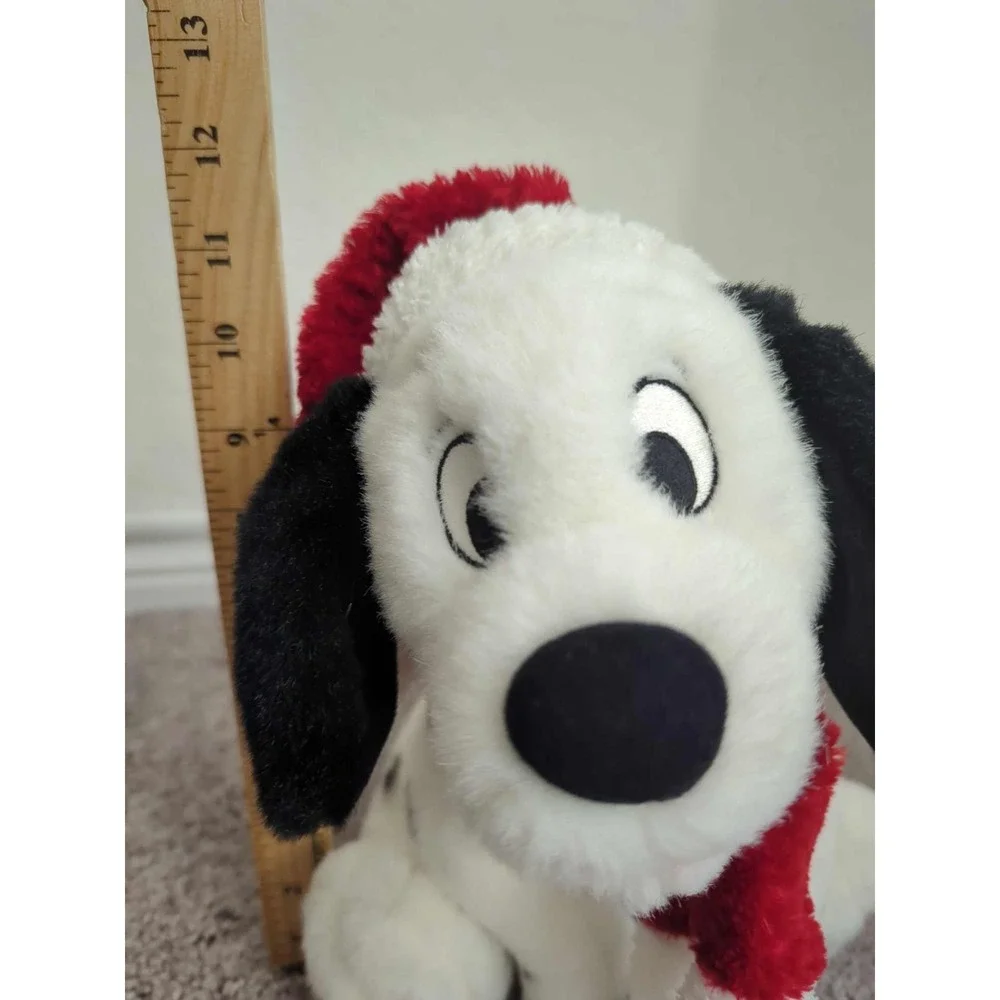Vintage Walt Disney Dalmatian Dog Santa Hat Plush Stuffed Toy 2000‎ Christmas
